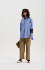 Japanese Stripe Shirt with Mixed Check Cuffs