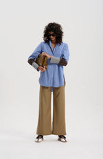 Japanese Stripe Shirt with Mixed Check Cuffs