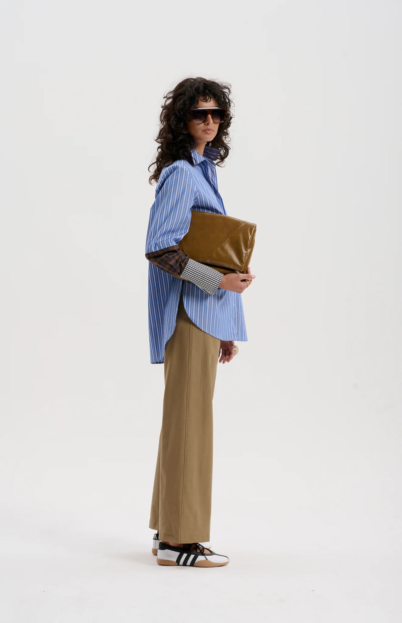 Japanese Stripe Shirt with Mixed Check Cuffs