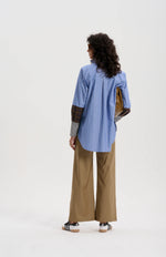 Japanese Stripe Shirt with Mixed Check Cuffs