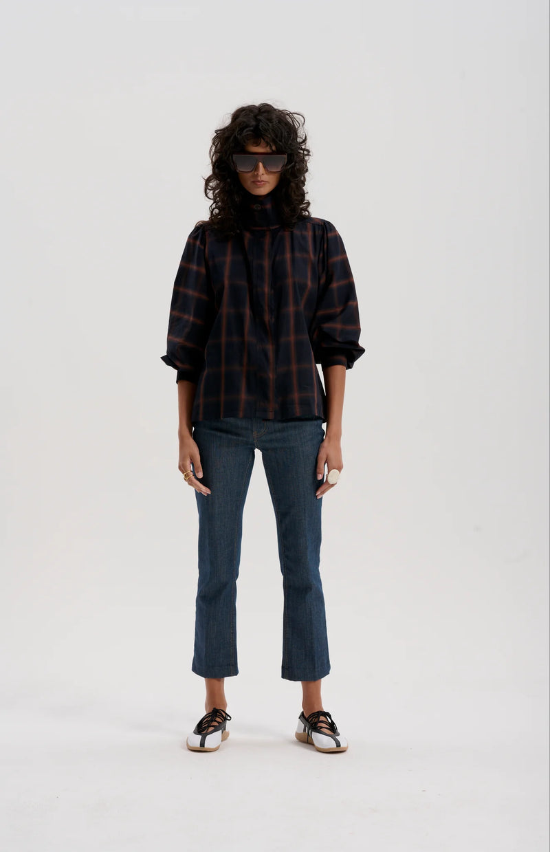Storm Collar Trench Shirt in Check