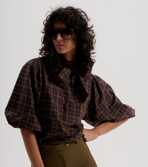 Japanese Check Shirt with detachable tie