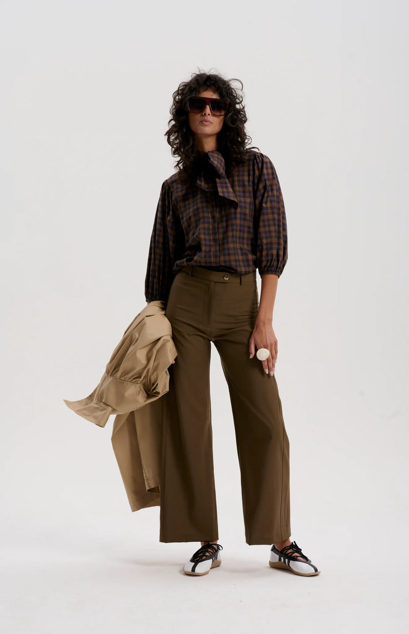 Japanese Check Shirt with detachable tie