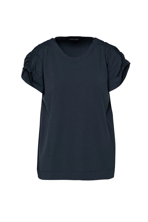 Pima Cotton Smocked Shoulder Top Porto | Sea
