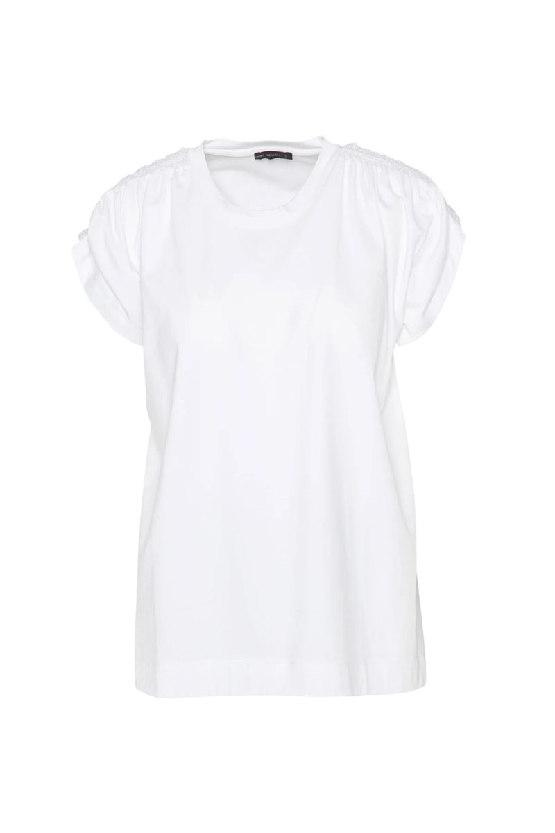 Pima Cotton Smocked Shoulder Top Porto | White