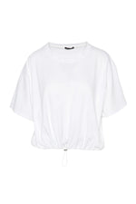 Pima Cotton Relaxed Fit Drawstring Hem Top Lisbon | White