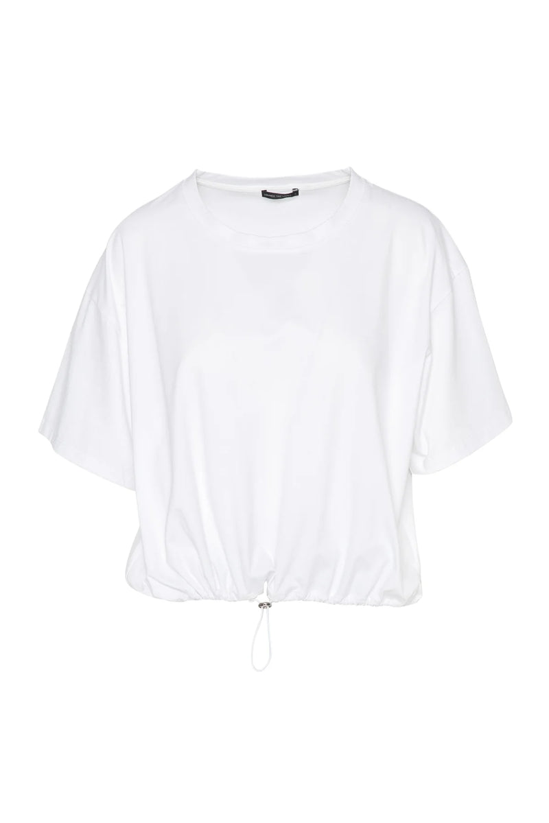 Pima Cotton Relaxed Fit Drawstring Hem Top Lisbon | White