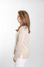 Oatmeal Classic V Neck Knit