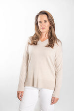 Oatmeal Classic V Neck Knit