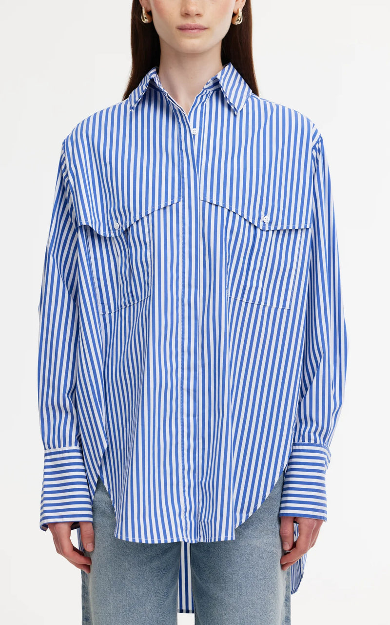 Riley Shirt | Navy/White Stripe