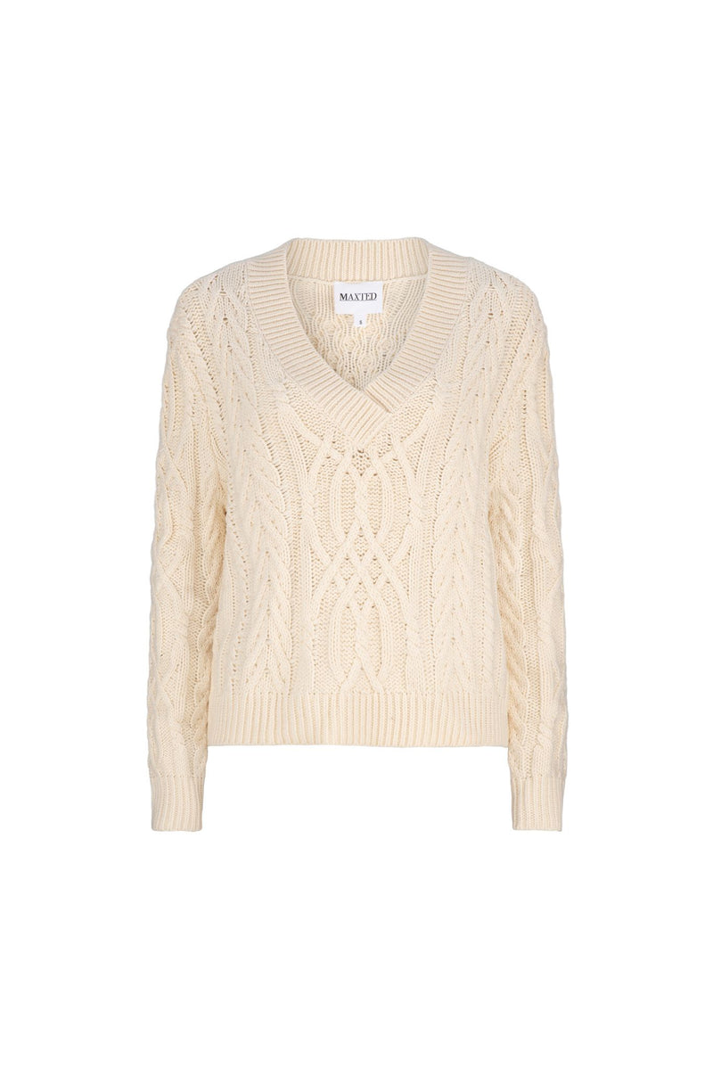 Ivory V neck Cable