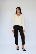 Ivory V neck Cable