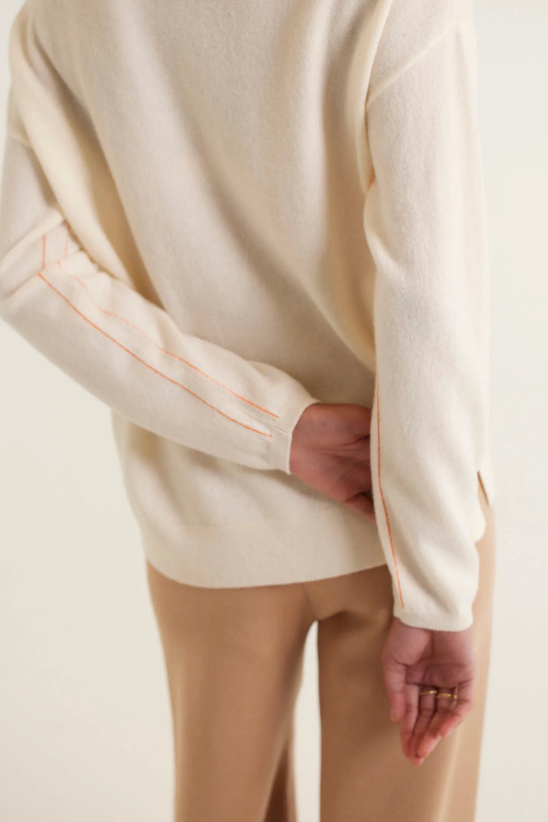 Roosevelt Merino Cashmere Sweater | White