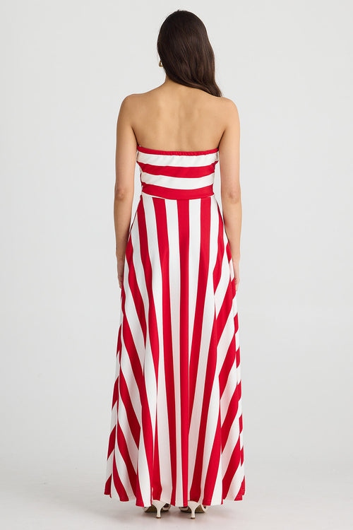 Thandie Dress | Red white stripe