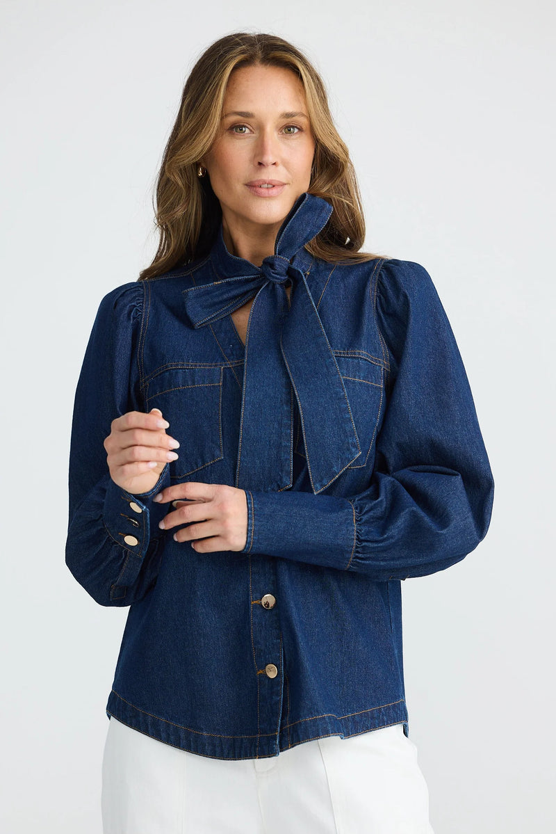 Nicola Denim Blouse | Dark Denim