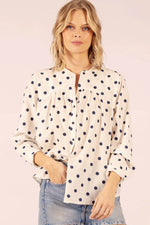 Texas Cotton Shirt | Navy Polka Dot