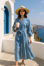 Cirque Long Dress | Stripe Cornflower