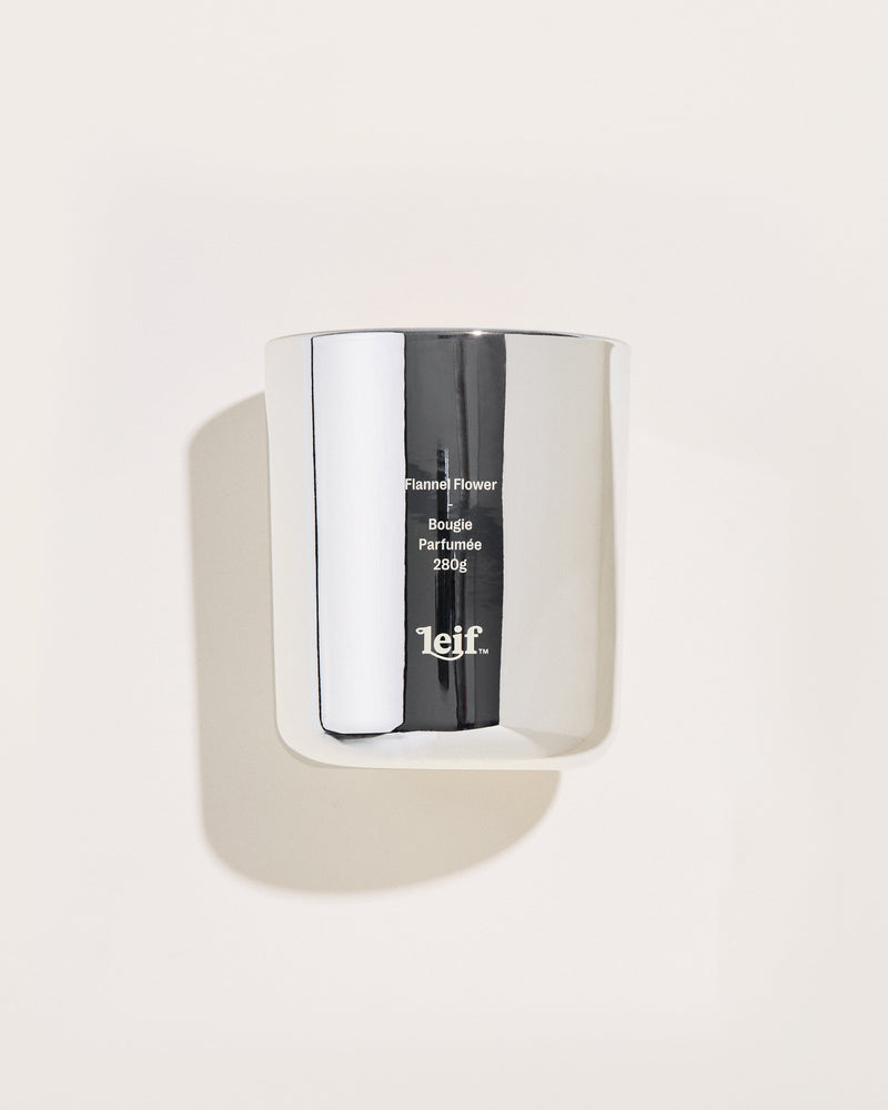 Silver Holiday Flannel Flower Candle