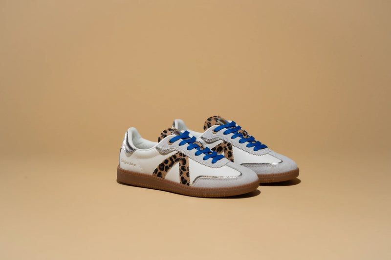 ELITE CLASSIC SNEAKER | WHITE LEOPARD SILVER BLUE