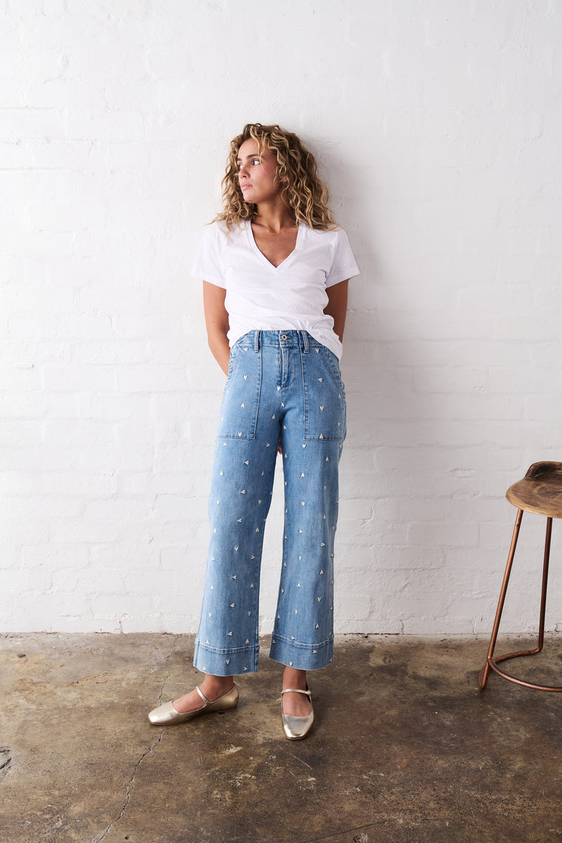 Celeste Pant Heart | 70's Blue