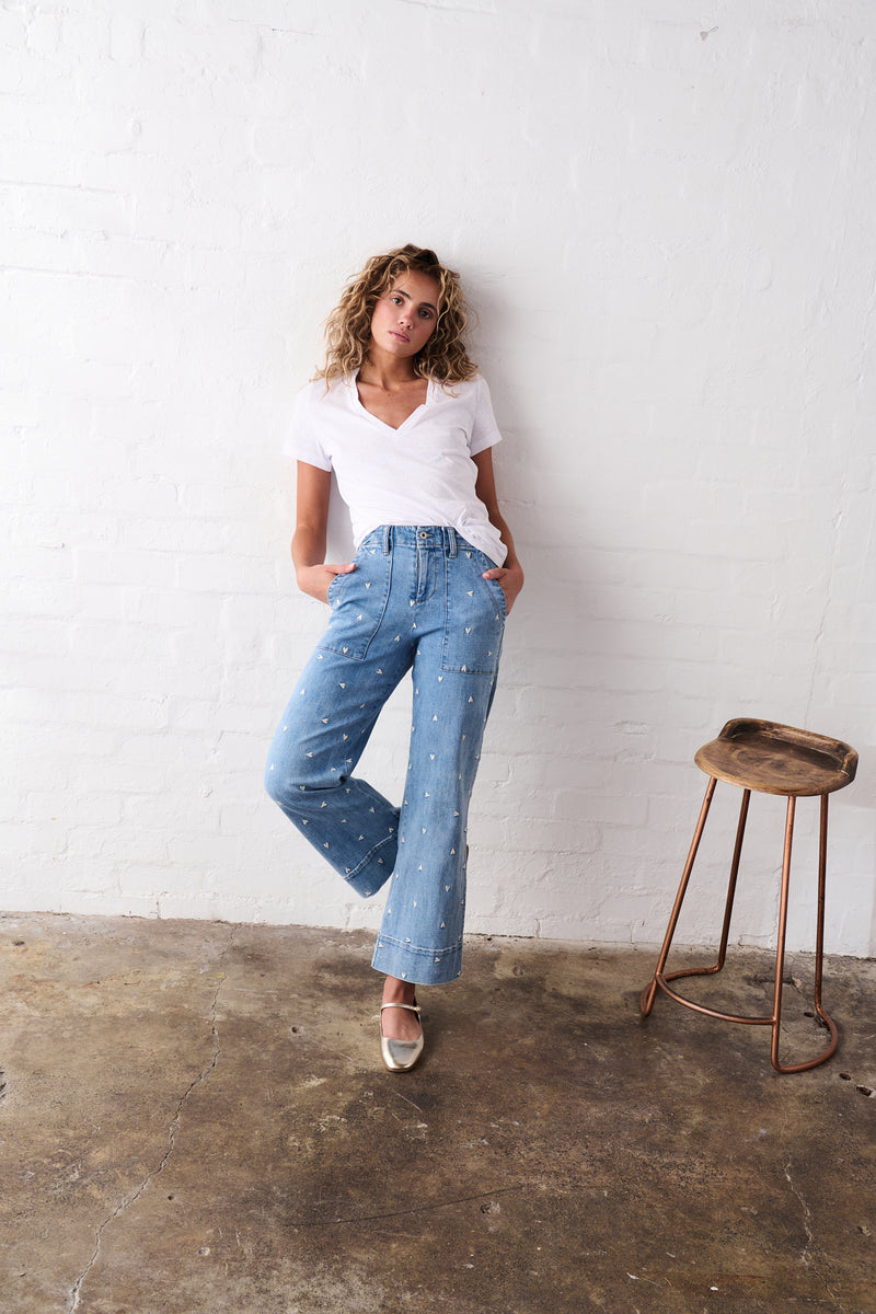 Celeste Pant Heart | 70's Blue