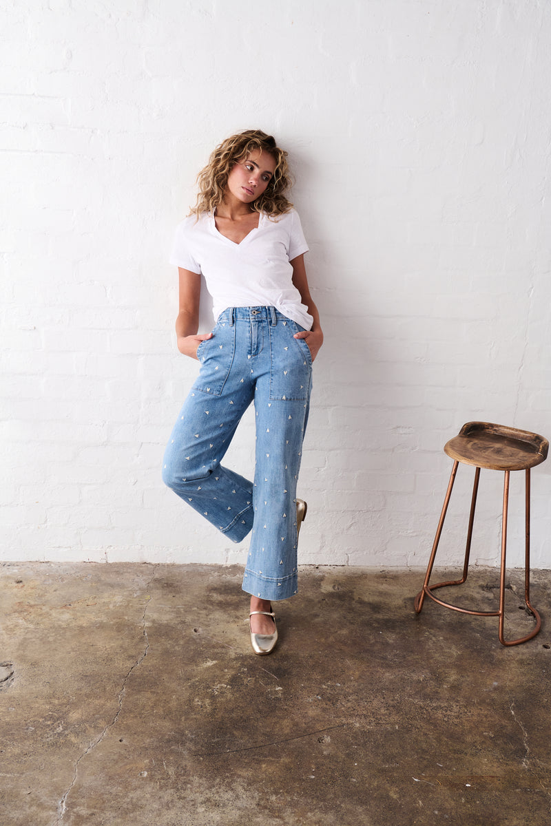 Celeste Pant Heart | 70's Blue