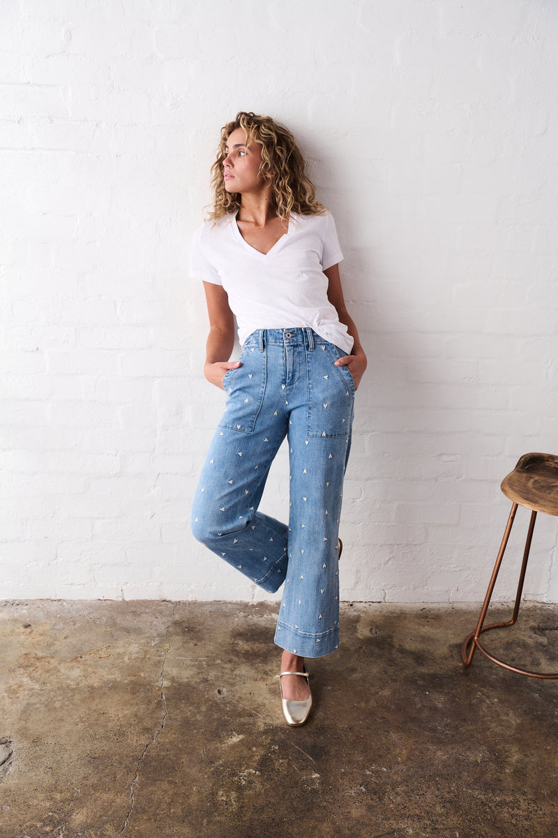 Celeste Pant Heart | 70's Blue