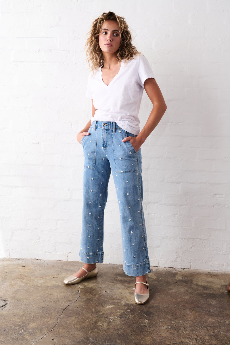 Celeste Pant Heart | 70's Blue