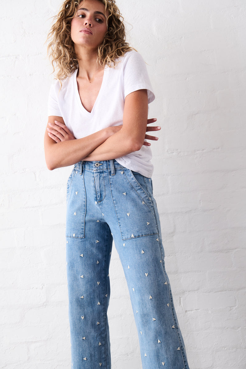 Celeste Pant Heart | 70's Blue