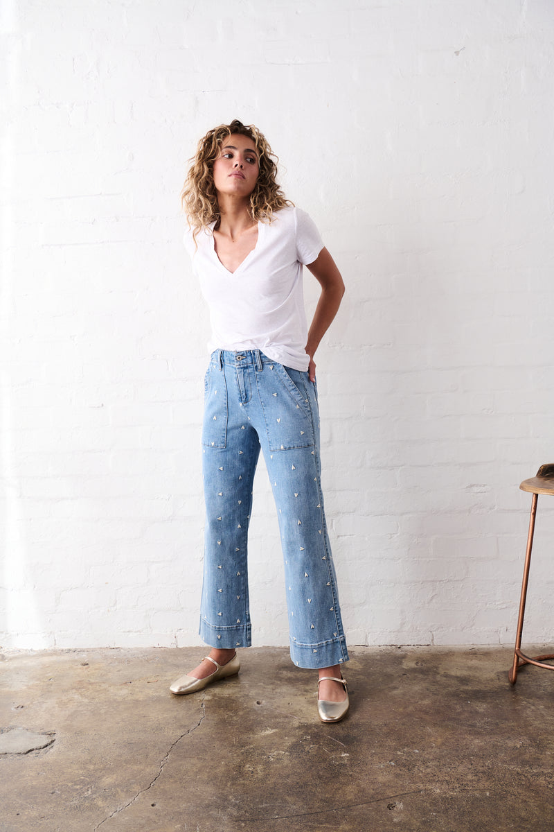 Celeste Pant Heart | 70's Blue
