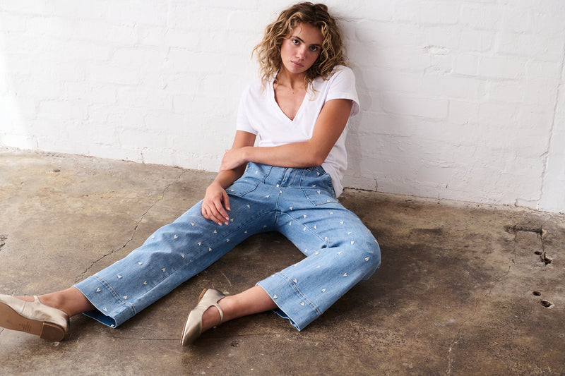 Celeste Pant Heart | 70's Blue