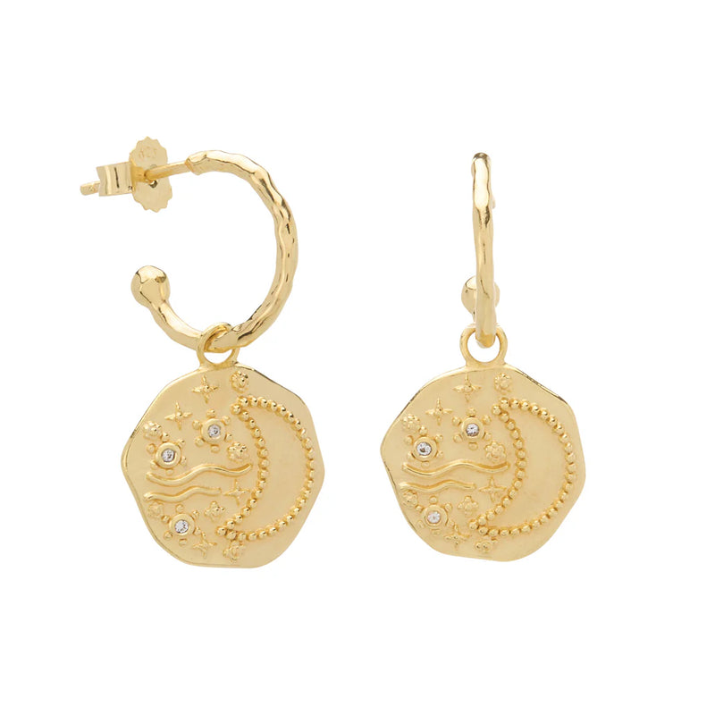 Night Sky Hoop Earrings Gold