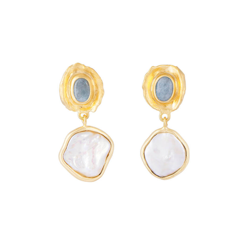 Aquamarine Pearl Drop Earring