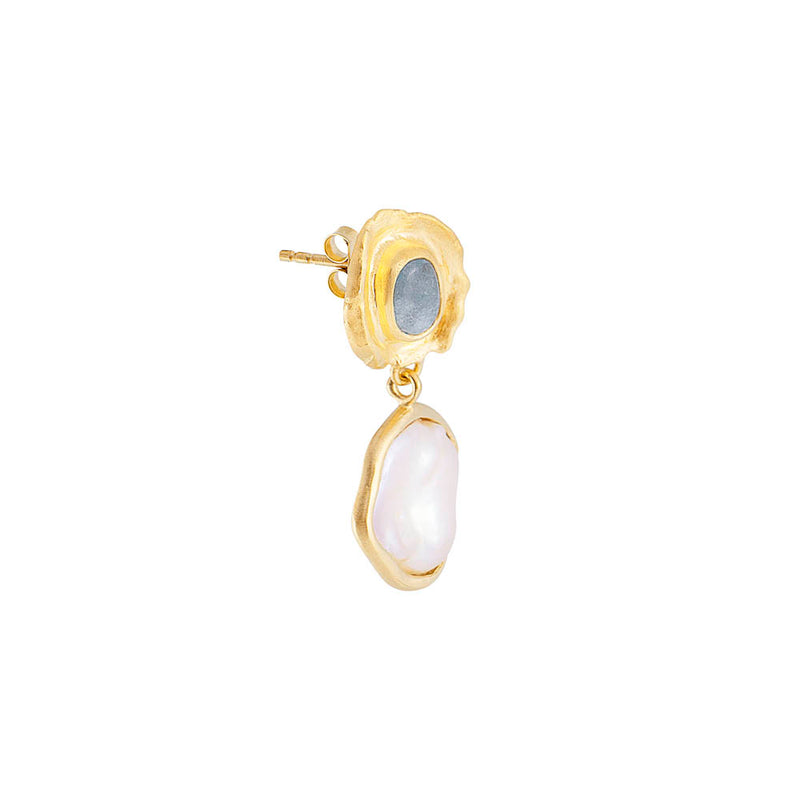 Aquamarine Pearl Drop Earring
