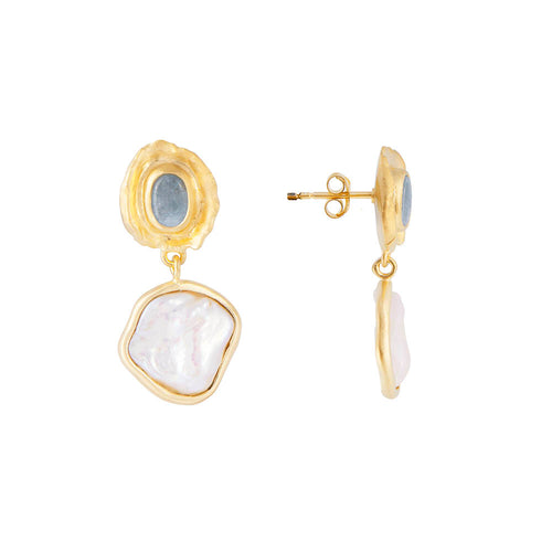 Aquamarine Pearl Drop Earring