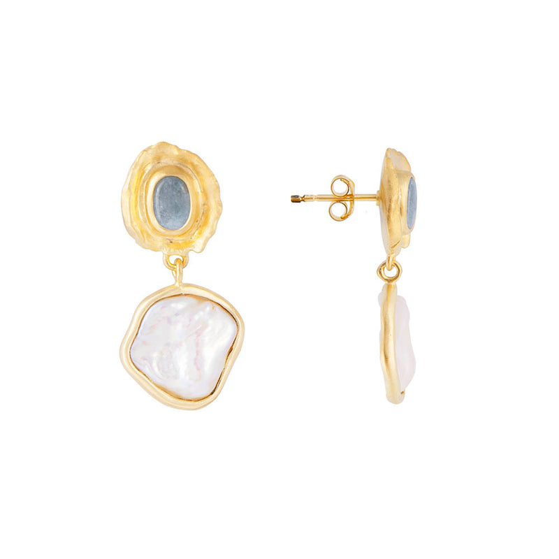 Aquamarine Pearl Drop Earring