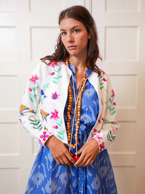 Pine Jacket Mexican Embroidery | White