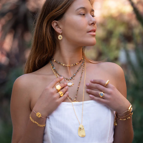 Rambagh Quartz & Tourmaline pendant & Labradorite