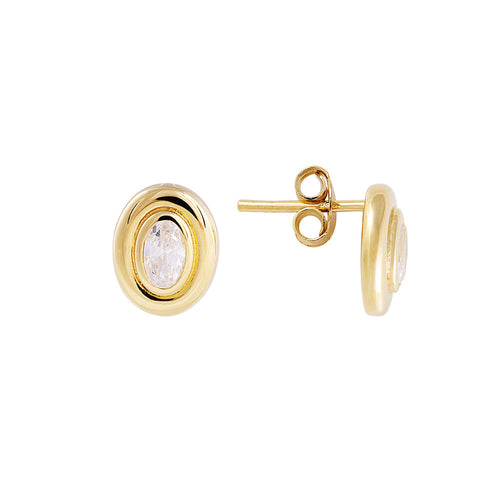Bezel Set Oval Studs