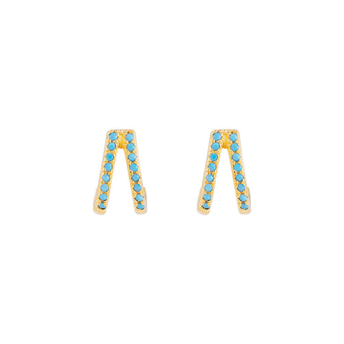 Turquoise Twin Pave Huggies