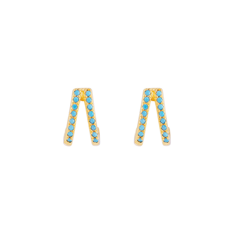 Turquoise Twin Pave Huggies
