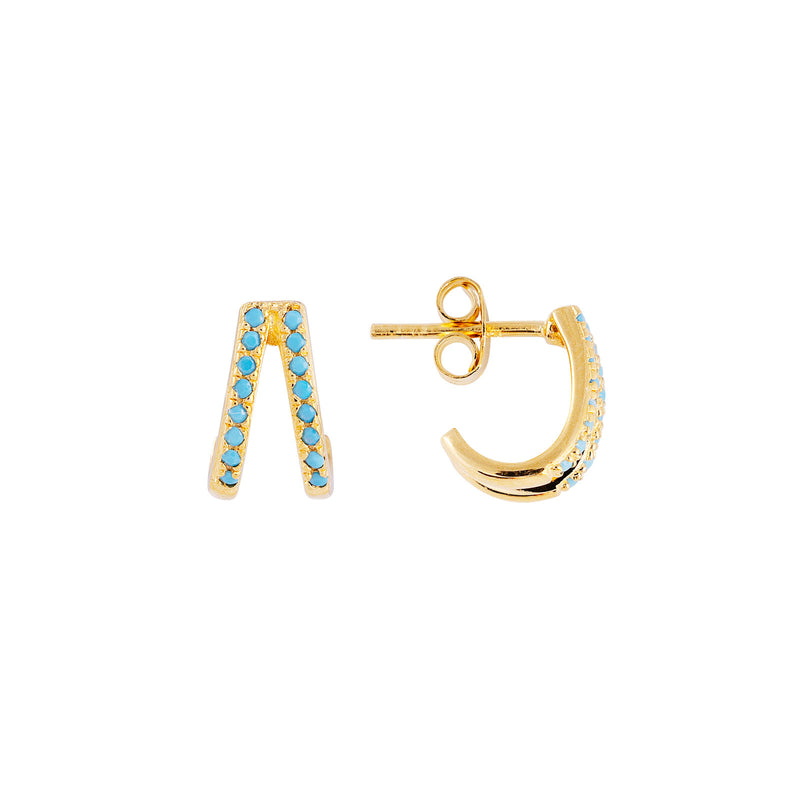 Turquoise Twin Pave Huggies