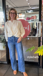 Ines Love Heart Blouse | SIlver Gold heart on Ecru