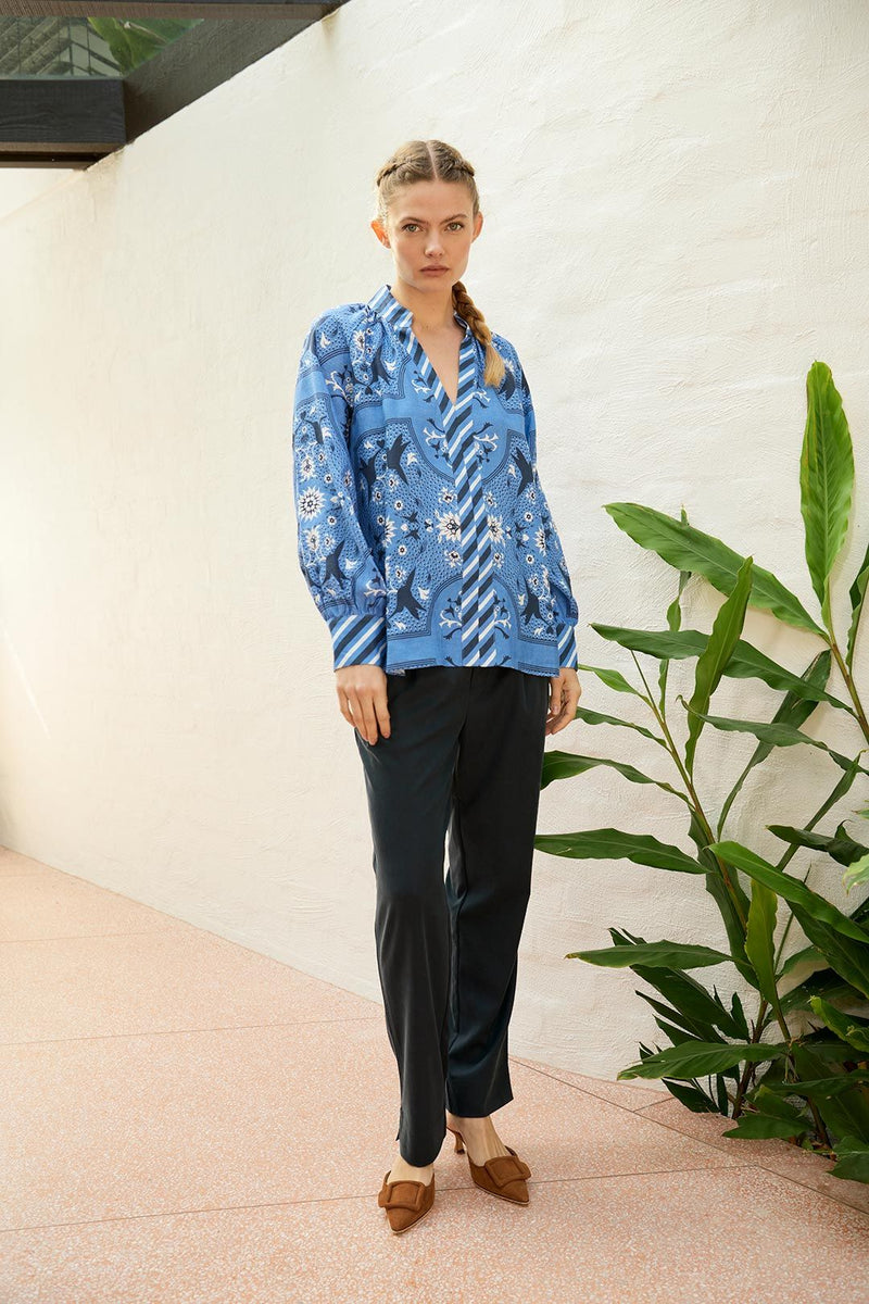 Chloe Bird Blouse | Blue