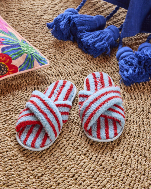 Hamilton Stripe Sherpa Adult Slippers