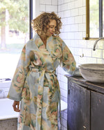 Big Beauty Floral Linen Robe | Blue