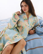 Big Beauty Floral Linen Robe | Blue