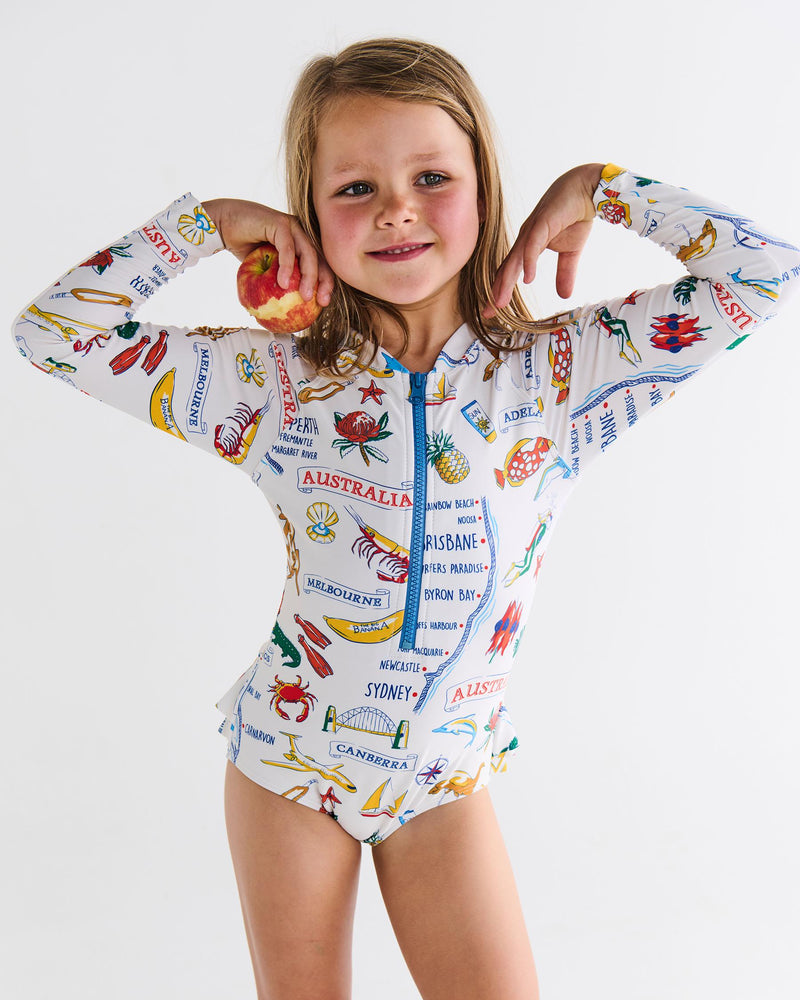 Aussie Road Trip Long Sleeve Bathers