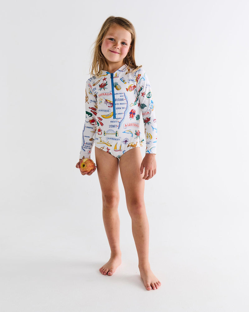 Aussie Road Trip Long Sleeve Bathers