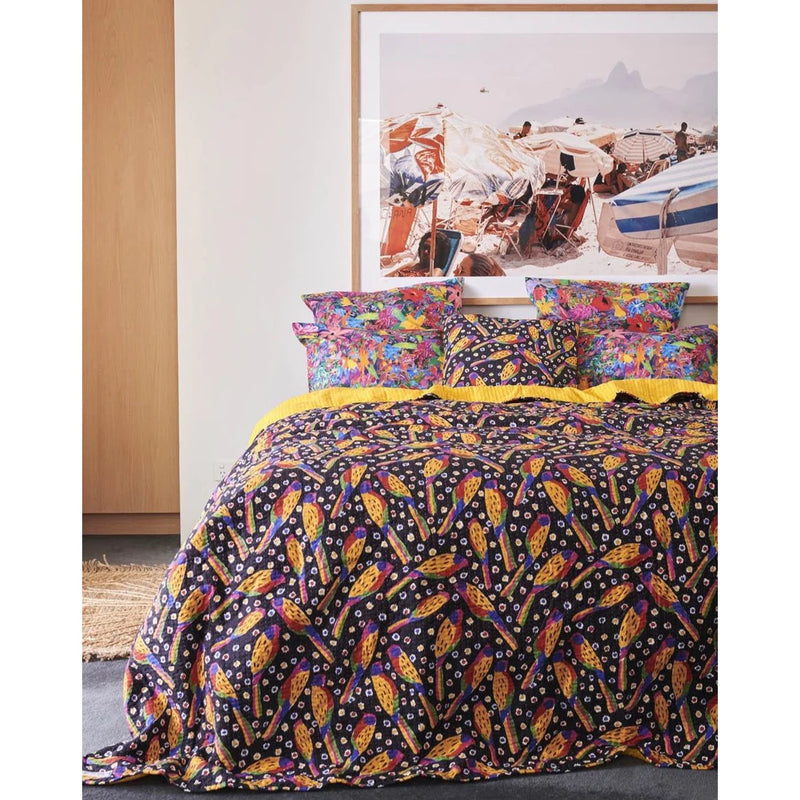 Ken Done Parrot party Kantha Bed spread